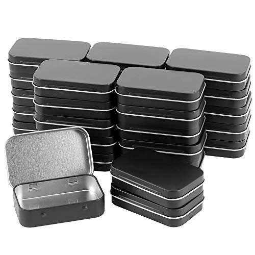 ZOENHOU 60 Stück 9,4 x 6,1 x 2,4 cm rechteckige leere Scharnierdosen, schwarze haltbare kleine Blechdosen mit Scharnierdeckel, tragbare Mini-Box Behälter für die Aufbewahrung Zuhause Organizer von ZOENHOU