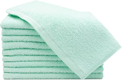 ZOLLNER 10er Set Gästehandtücher - kleine und Flauschige Handtücher in 30x50 cm - waschbar bis 60°C - Baumwolle - in Mint - Hotelqualität - Oeko Tex® Zertifiziert von ZOLLNER