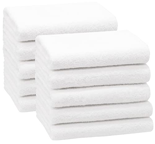 ZOLLNER 10er Set Handtücher in 50x100 cm - saugstarke und weiche Duschtücher in weiß - mit praktischem Aufhänger - waschbar bis 95°C - Baumwolle - Hotelqualität von ZOLLNER