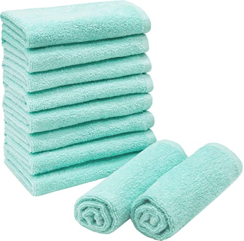 ZOLLNER 10er Set Seiftücher in 30x30 cm - saugstarke und weiche Waschlappen in Mint - mit praktischem Aufhänger - waschbar bis 60°C - Baumwolle - Hotelqualität von ZOLLNER
