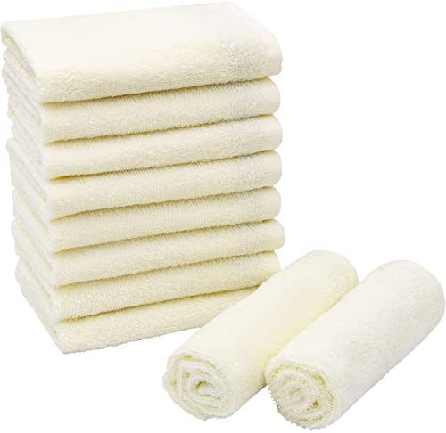 ZOLLNER 10er Set Seiftücher in 30x30 cm - saugstarke und weiche Waschlappen in beige - mit praktischem Aufhänger - waschbar bis 60°C - Baumwolle - Hotelqualität von ZOLLNER