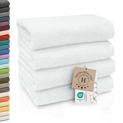 ZOLLNER 4er Set Handtücher - weiche und saugstarke Gästehandtücher - waschbar bis 95°C - Baumwolle - 50x100 cm in weiß von ZOLLNER