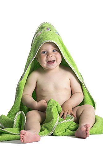 ZOLLNER Baby Kapuzenbadetuch, Kapuzenhandtuch, 100x100 cm, Baumwolle, grün von ZOLLNER