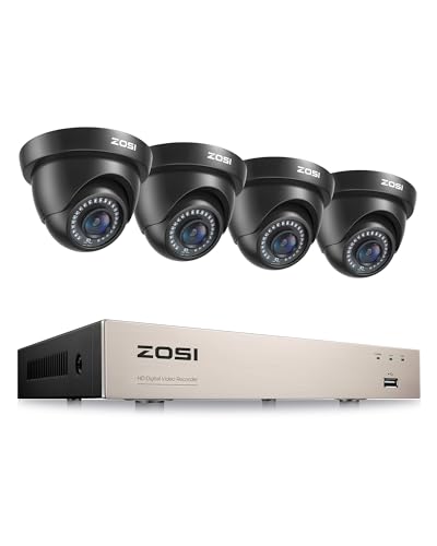 ZOSI 1080P HD CCTV Überwachungssystem Videoüberwachung Set 8CH 4in1 H.265+ DVR mit 4 Outdoor 2MP Dome Überwachungskamera, 24M IR Nachtsicht, ohne Festplatte von ZOSI