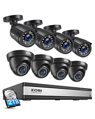 ZOSI 16CH 1080P Überwachungskamera Set, Dome + Bullet Kamera Überwachung System 2TB HDD, IP66 Wasserdicht, Bewegung Alarm von ZOSI