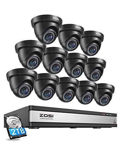 ZOSI 16CH 1080P Überwachungskamera Set mit 2TB HDD DVR und 12X 2MP Dome Kamera Überwachung Außen System, 24m IR Nachtsicht, Bewegung Alarm von ZOSI