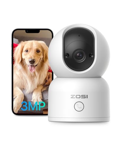 ZOSI 2K WLAN Überwachungskamera Innen, 360° Schwenkbare Kamera Indoor für Baby, 2,4/5Ghz WiFi, KI Personenerkennung, Auto-Tracking, One-Touch-Call, C518 von ZOSI