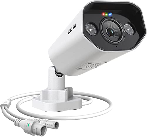 ZOSI 5MP PoE IP Überwachungskamera mit Personen-/Fahrzeugerkennung, Funktioniert nur mit Unserem POE NVR System, Farbnachtsicht, Zwei-Wege-Audio, C182 von ZOSI