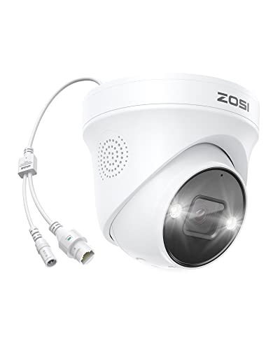 ZOSI 5MP PoE Überwachungskamera Aussen, Farbnachtsicht, KI Personen-/Fahrzeugerkennung, 2-Wege-Audio, Funktioniert PoE NVR System, C225 von ZOSI