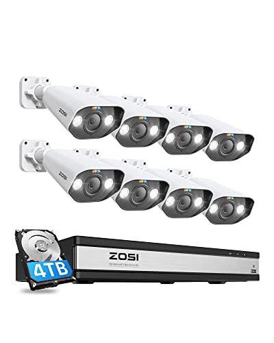 ZOSI 16CH 5MP Überwachungskamera Set, 8X 5MP PoE IP Kamera Überwachung Aussen und 4K NVR 4TB HDD, 2-Wege Audio, Personen- und Fahrzeugerkennung C182 von ZOSI