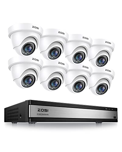 ZOSI 16CH 1080P Außen Video Überwachungskamera Set H.265+ DVR Recorder mit 2TB HDD Plus 8 Dome Kamera CCTV Haus Überwachungssystem 24M IR Nachtsicht von ZOSI