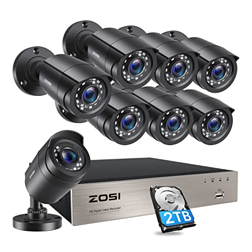 ZOSI 8CH 1080P Full HD DVR Video Überwachungssystem mit 2TB Festplatte und 8X Outdoor 2MP Überwachungskamera CCTV Sicherheit Set, H.265+ Videokompression von ZOSI
