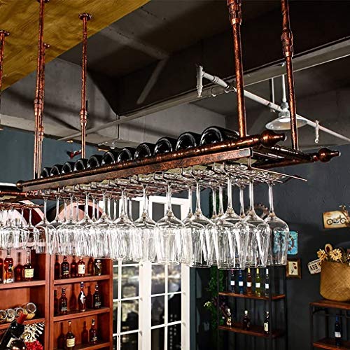 ZQJYMXM Decke Rotweinglashalter Bar Hängen Hoher Glashalter Höhenverstellbares Weinregal Einfach Zu Installierende Lagerung/Braun/80 cm ziyu von ZQJYMXM