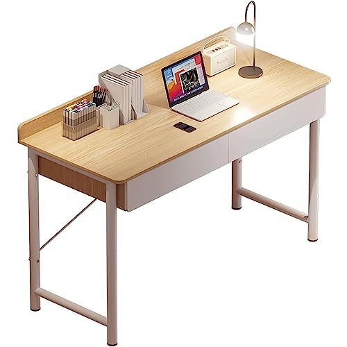 ZQNDFAC Schreibtisch Arbeitstisch, einfacher Computertisch, Büro, moderner Bürotisch mit 2 Schubladen, universeller Heim-Studientisch zum Arbeiten Stehpult von ZQNDFAC