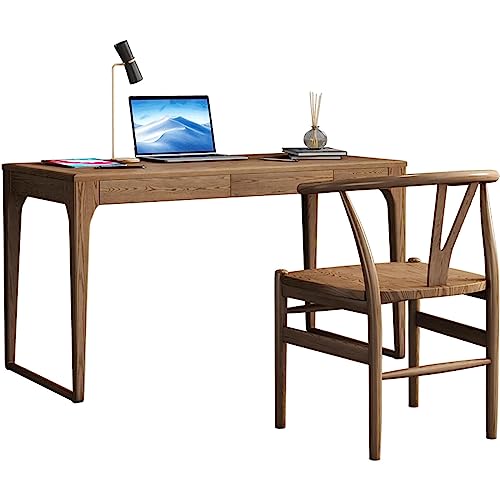 ZQNDFAC Schreibtisch Minimalistischer Computertisch, moderner Arbeitstisch, Büroschreibtisch aus Holz mit Aufbewahrungsschublade, geräumiger Schreibtisch aus Eschenholz Stehpult von ZQNDFAC