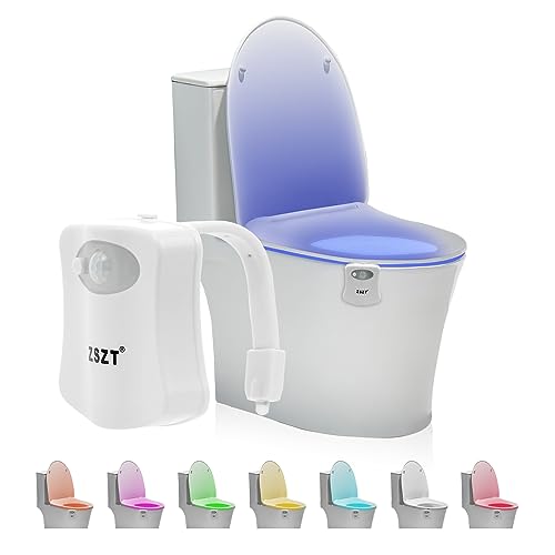 ZSZT LED toilettenlicht, Motion Sensor wc nachtlicht Batteriebetriebenes Toilettenlicht Toilettenbeleuchtung 8 Farben für Badezimmer Hause von ZSZT
