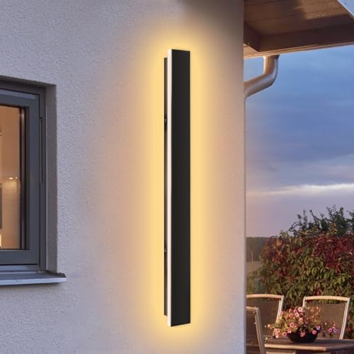 ZTWLEED Wandleuchte Aussen,21W 100CM Lange Außenlampe,IP65 Wasserdichte schwarze LED Lampe, Warmweiß 3000K,AC220V von ZTWLEED