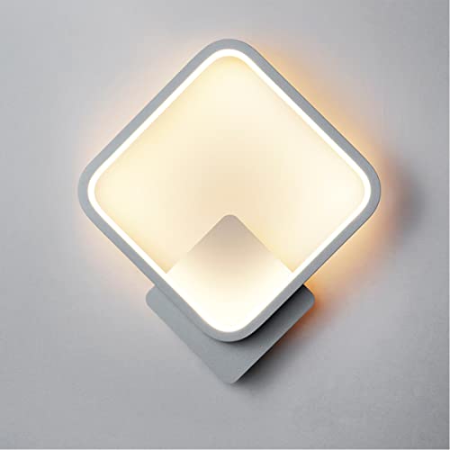 ZTWLEED Wandleuchte Innen 14W Moderne Wandlampe LED,3000K-4000K-6000K Dimmbare LED Wandlampe,Quadrat Wandleuchte RA≥85，Modernes Montagelicht für Schlafzimmer Wohnzimmer Treppe Flur（Weiß） von ZTWLEED