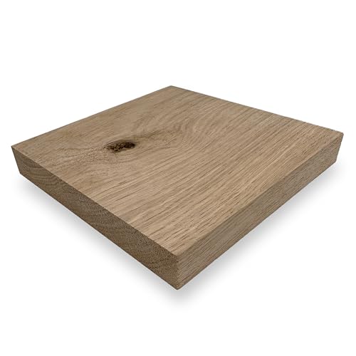Zuschnittprofi Massivholzplatte (15 x 15 x 2 cm) – handgefertigte Holzscheibe aus glatt gehobeltem Eichenholz – DIY Holz für verschiedene Bau-Projekte von ZUSCHNITTPROFI.DE