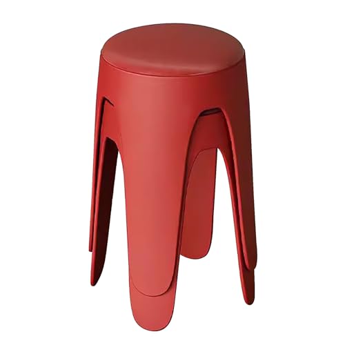 ZXDRYBHD 2-Teilige Kunststoff-Esszimmerstühle, Stapelbare Stuhl Esszimmer, Tragbare Stühle, Rückenfreie Stühle Esszimmer, für Zuhause, Schule, Büros (Color : Red) von ZXDRYBHD