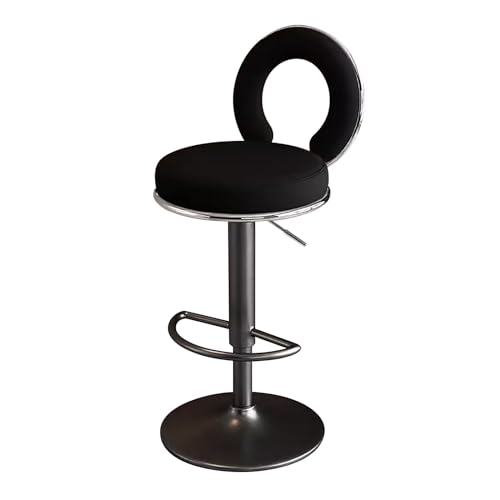 ZXDRYBHD Barstühle mit Rückenlehne, Barstuhl in Gegenhöhe, Verstellbarer Barhocker, mit Rückenlehne, Armlos, für Küche, Zuhause, Bar, Kaffee (Color : Black Legs-Black) von ZXDRYBHD