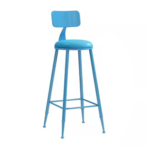 ZXDRYBHD Moderner Lässiger Hoher Barstühle, Barhocker in Gegenhöhe, Bar Hocker mit Rückenlehne mit Fußstütze, für Restaurant, Küche, Bar (Color : Blue) von ZXDRYBHD