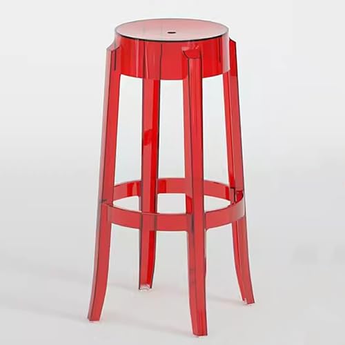 ZXDRYBHD Runde Esszimmerstühle, Terrassen-Stuhl Esszimmer, Transparente Thekenstühle, Stapelbarer Hocker, Leicht zu Bewegen (Color : Red) von ZXDRYBHD