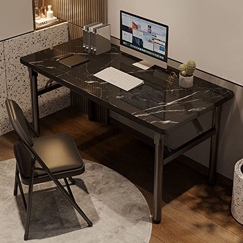Klappbarer Computertisch, moderner, einfacher PC-Laptop-Schreibtisch, tragbarer Home-Office-Schreibtisch, Arbeits- und Studentenschreibtisch, Keine Installation (39 Zoll, schwarzer Marmor) von ZXFDMSWJ