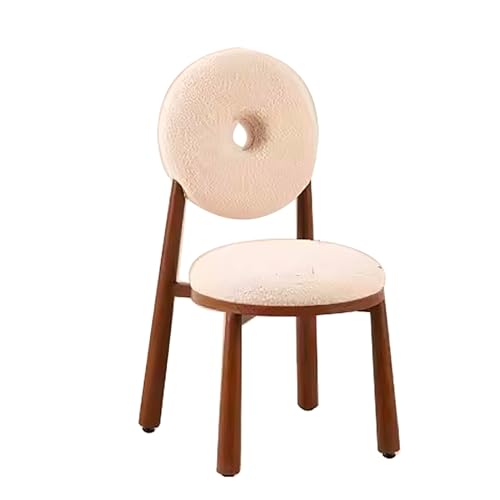 ZXTRYBHD Donuts-Stuhl, Moderner Sherpa-Esszimmerstuhl – Küchenstühle, Eisenrahmen und Plüschig Stuhl Schminktisch für Gemütliche Wohnräume (Color : Off-White, Size : Brown Legs) von ZXTRYBHD