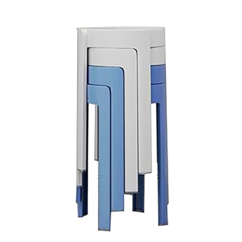 ZXTRYBHD Runde Kunststoff-Stühle Esszimmer 4er Set, Windmill-Esszimmerstuhl, Barstuhl Ohne Rückenlehne, Stapelstühle für das Home-Office-Klassenzimmer (Color : Gray+Blue) von ZXTRYBHD