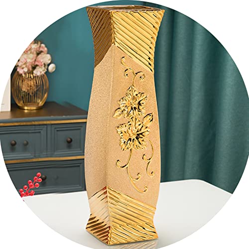 Keramische Vase, Dekorative Goldene Große Bodenvase, Hohe Vasen Für Den Boden, Für Dekorative Zweige Und Getrocknete Blumen (Color : Gold, S : 21x60cm) von ZXYQ