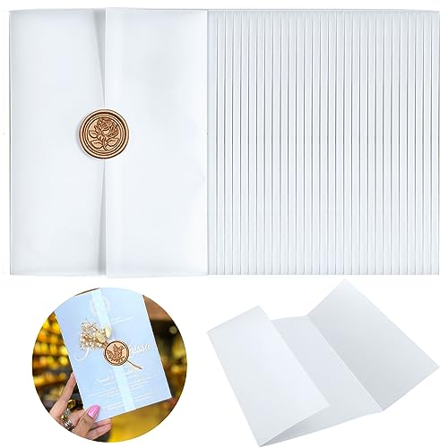 ZYNERY Pergament-Jacken für 12.7x17.8 cm Einladungen, vorgefaltetes Pergamentpapier, 12.7x17.8 cm, für Einladungen, für Hochzeitseinladungen – durchscheinendes Geburtstagseinladungspapier, 140 Stück von ZYNERY