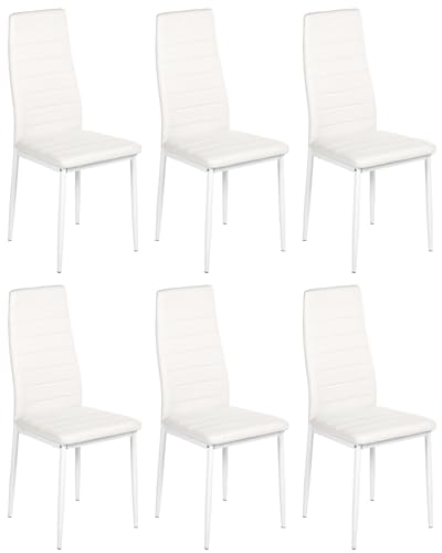 ZZINOKE Esszimmerstühle 6er Set, Modern und Stilvoll, Hoher Rücken Wasserdicht, Küchenstuhl, Stuhl Esszimmer oder Esstisch Stuhl, Weiß von ZZINOKE
