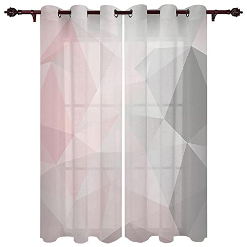 ZZYLCDT Verdunkelungsvorhang Geometrisches Muster in Grau-Rosa 3D Digitaldruck Vorhange, gedruckt Polyester Eleganter Vorhang mit Ösen für Schlafzimmer Geräuschreduzierung 75x166cm x2 von ZZYLCDT