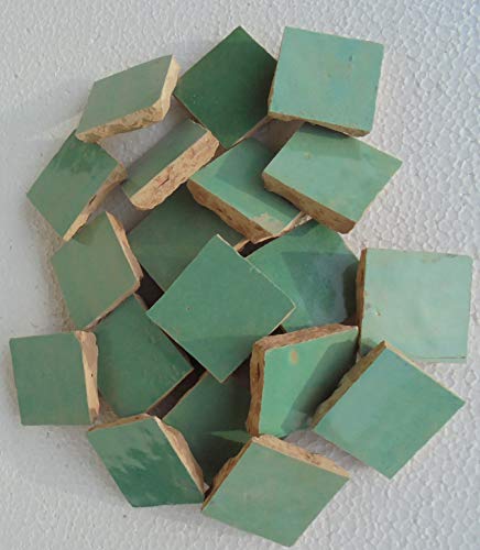 20 Stk. marokkanische Tonfliesen Zellige glasiert 5x5 cm (blassgrün) von Zagora