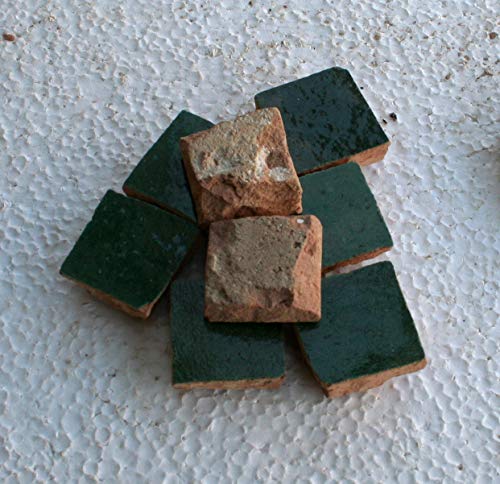20 Stk. marokkanische Tonfliesen Zellige glasiert 5x5 cm perlgrün von Zagora