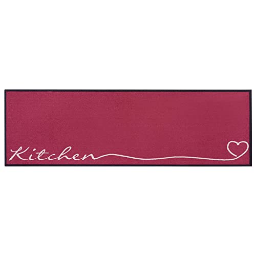 Zala Living Cook & Clean Läufer – rutschfest Teppichläufer Flachgewebe Kurzflor Teppich Küchenteppich Waschbar Küchenläufer Kitchen für Flur, Küche, Wohnzimmer – Rot, 50x150cm von Zala Living