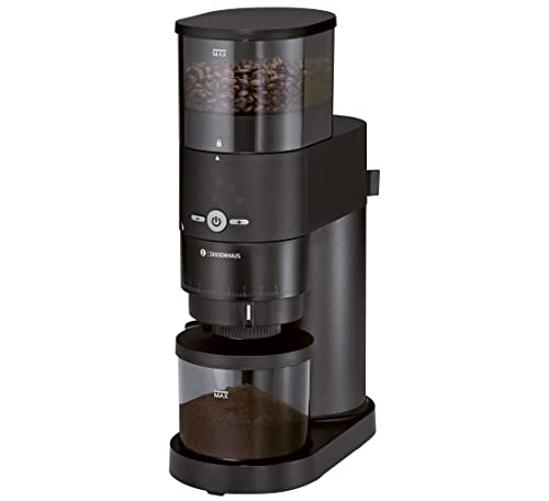 Zassenhaus EXPERT Elektrische Kaffeemühle mit Kegelmahlwerk aus gehärtetem Stahl | schwarz | Mahlgrad in 10 Stufen | Aromaschutzdeckel und Auffangbehälter | geräuscharme Kaffeemühle elektrisch von Zassenhaus