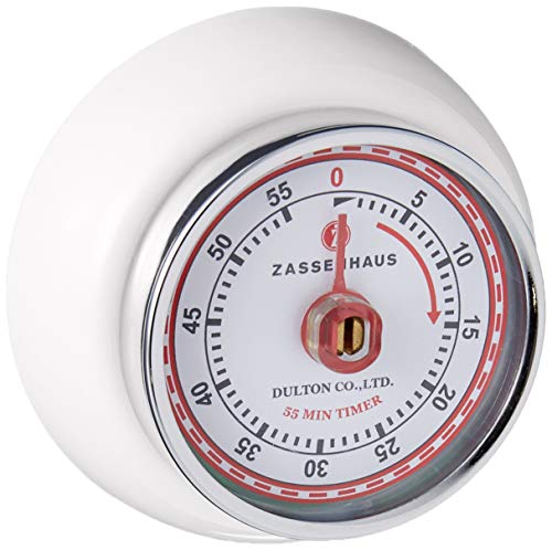 Zassenhaus Küchentimer SPEED , Weiß , Ø 7 cm x 3 cm , Analoge Zeitanzeige mit Alarm-Funktion , Die Countdown-Uhr unterstützt bei der Zeitplanung beim Kochen oder Backen von Zassenhaus