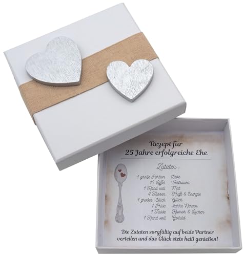 ZauberDeko Geldgeschenk Verpackung Silberhochzeit Geschenk Rezept für 25 Jahre Ehe Silberne Hochzeit von ZauberDeko