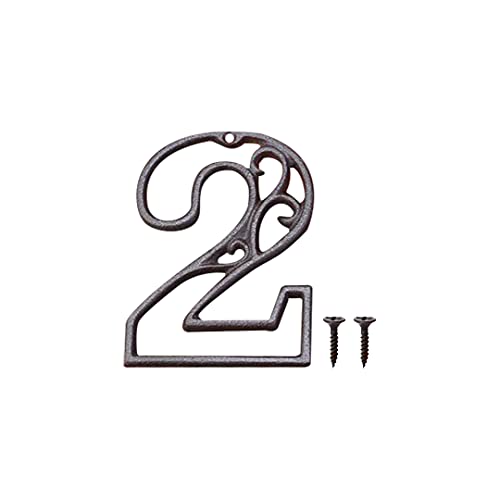 Zayookey house number Hausnummer aus Gusseisen 11,5 cm Metall Hausnummern aus Rustikalem für Cafés, Bars, Restaurants, Haus, Straße, Tür, Briefkasten (Nummer 2) von Zayookey