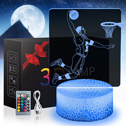 Zeaky Basketball 3D Nachtlicht, LED Illusions lampe, Spielzeug mit 16 Farbwechseln und Fernbedienung, Weihnachts Geburtstagsgeschenk für Jungen oder Mädchen von Zeaky