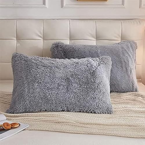 Zelbuck Kissenbezug 50x70 Kissenbezug Flauschige Kissenbezüge Kissen 50x70 Plüschkissen Kissen Flauschig Superweich Kissen Für Sofa Dekokissen Garten Outdoor Kissen 2er Set (Grey,50x70 cm) von Zelbuck