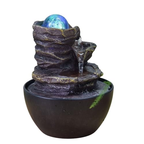 Innenbrunnen Zen Cascade entspannende helle farbenfrohe LED, nützliche Geschenke niedrig - Footprint, Closed Circuit Tischbrunnen, H18cm - Guru Zen'light von Zen Light