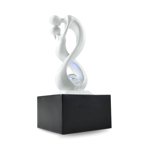 Zen'Light - Moderner Zimmerbrunnen Amor Schwarz&Weiß mit Farbigem LED-Licht - Abnehmbare Skulptur - Zeitgenössische Innendekoration - Geschlossener Kreislauf mit Rotierender Kugel - 31x14x14cm von Zen Light
