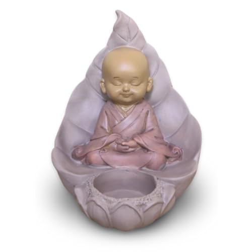 Zen'Light CH02 Figur Buddha Kerzenhalter – Dekoration Feng Shui – Glücksbringer – Geschenkidee Zen – Höhe: 13 cm – Farbe: Beige und Altrosa, Harz, Rosa von Zen Light