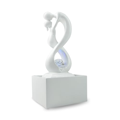 Zen'Light - Moderner Zimmerbrunnen Amor Weiß mit Farbigem LED-Licht - Zeitgenössische Innendekoration, Ideal für Meditation und Entspannung - Geschlossener Kreislauf mit Rotierender Kugel - 31x14x14cm von Zen Light