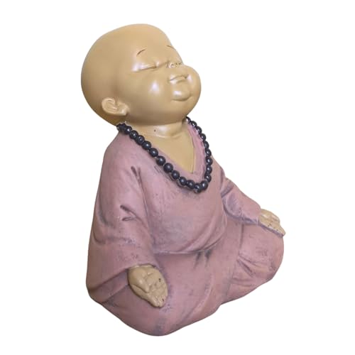 Zen'Light SB2 Buddha Figur Baby SB2 Dekoration Zen und Feng Shui, für eine entspannende Atmosphäre, Geschenkidee, Glücksbringer, Höhe: 14 cm, Farbe: Beige und Altrosa, Zen'Light, Harz, Pink von Zen Light