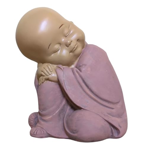 Baby Buddha Statuette SB3 - Zen und Feng Shui Dekoration - um eine entspannende Atmosphäre zu schaffen - Geschenkidee Glücksbringer - Höhe: 13cm - Farbe: Beige und Altrosa - Zen'Light von Zen Light