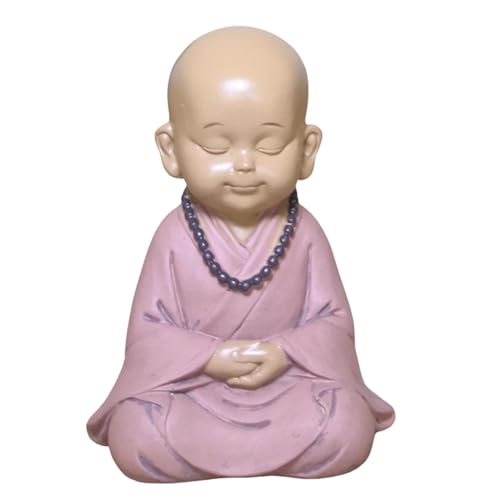 Baby Buddha Statuette SB4 - Zen und Feng Shui Dekoration - um eine entspannende Atmosphäre zu schaffen - Geschenkidee Glücksbringer - Höhe: 10cm - Farbe: Beige und Altrosa - Zen'Light von Zen Light